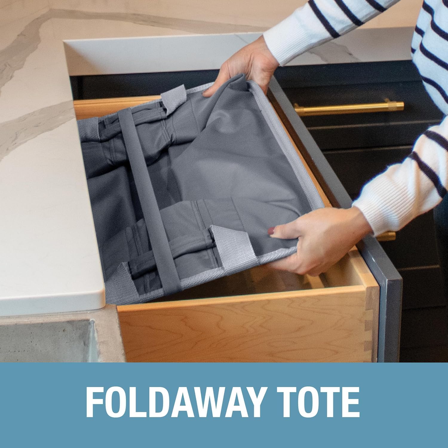 Clevermade Collapsible Fabric Laundry Basket Luxe 2Pk - Foldable Pop Up Storage Organizer - Space Saving Hamper With Carry Handl